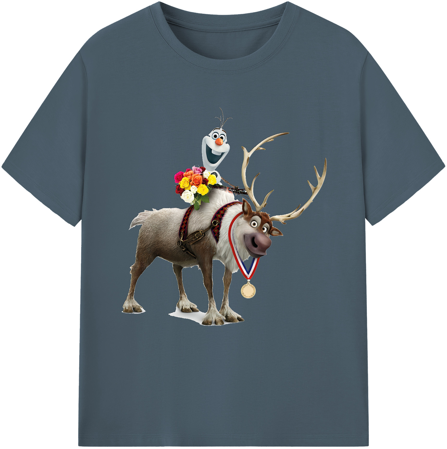 （画像用） アナと雪の女王 アンナ エルサ Frozen Anna Elsa 綿100％半袖Tシャツ（フロントプリント）